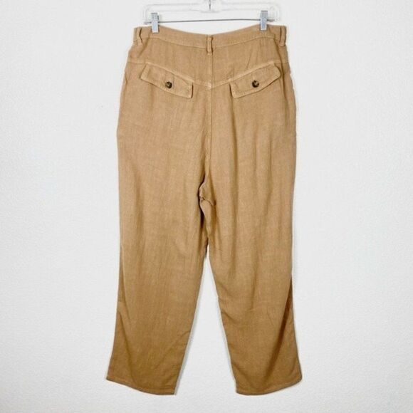 Free People Faded Love Tan Linen Blend Trouser Pants - Picture 3 of 8